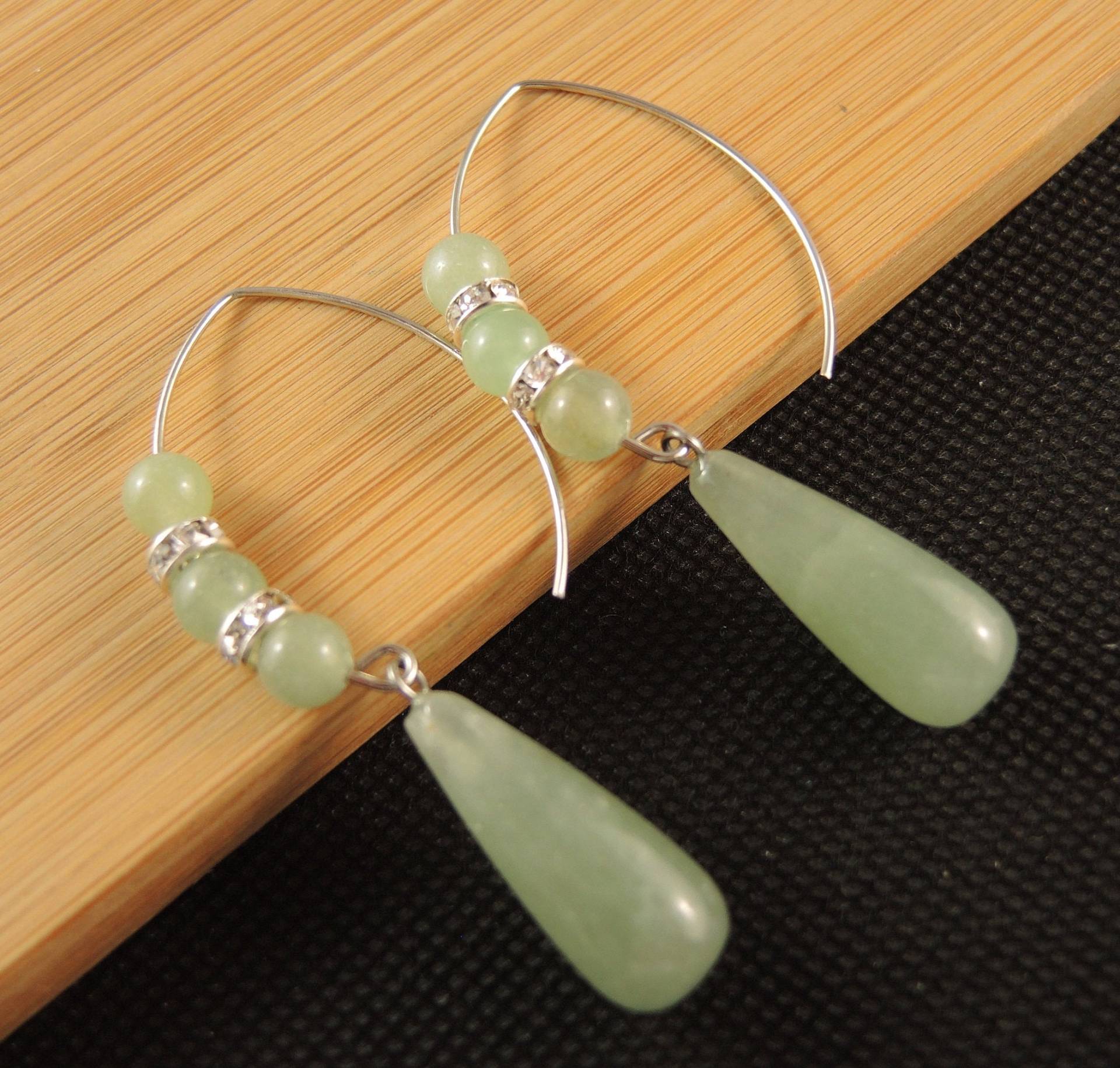 Grün Aventurin, Pendel, Edelstein, Statement, Baumeln Tropfen, Mode, Perlen Ohrringe, Edelstahl Oval Haken von KartikaEarrings