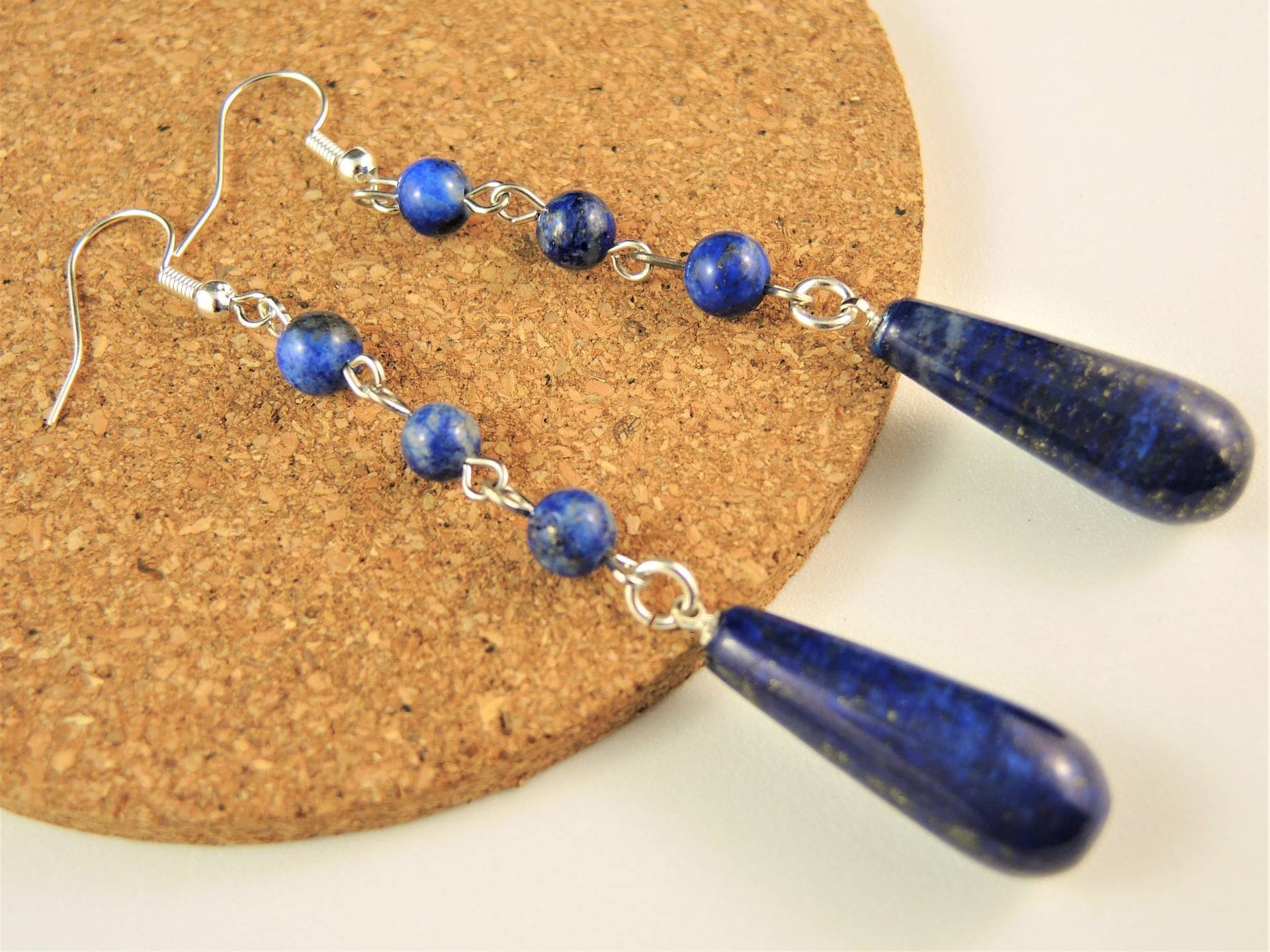 Lapis Lazuli, Edelstein Pendel, Lange Boho, Dangle & Drop, Perlen Ohrringe, Edelstahl Haken #219 von KartikaEarrings