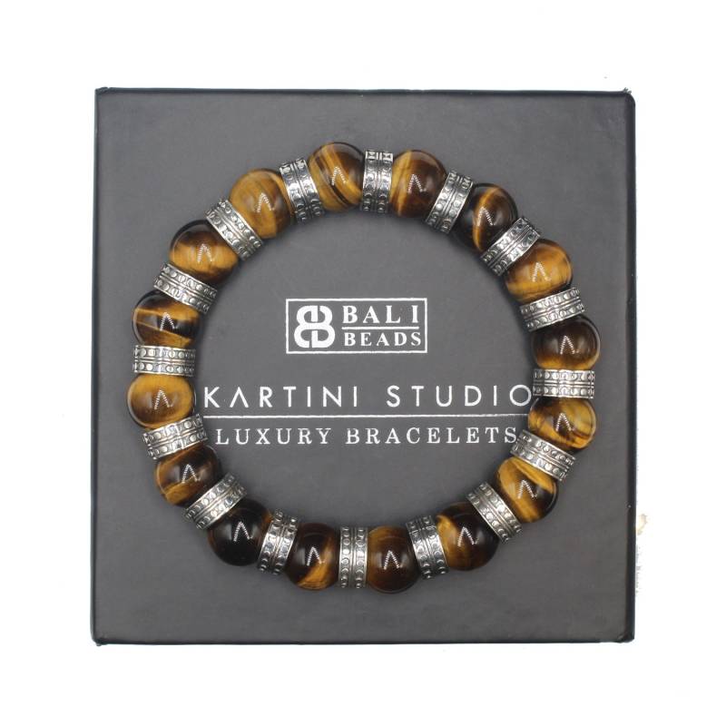 Herren Armband, Klasse A Tigerauge Und Sterling Silber Perlenarmband Männer, Designer Perlen Armband von KartiniStudio