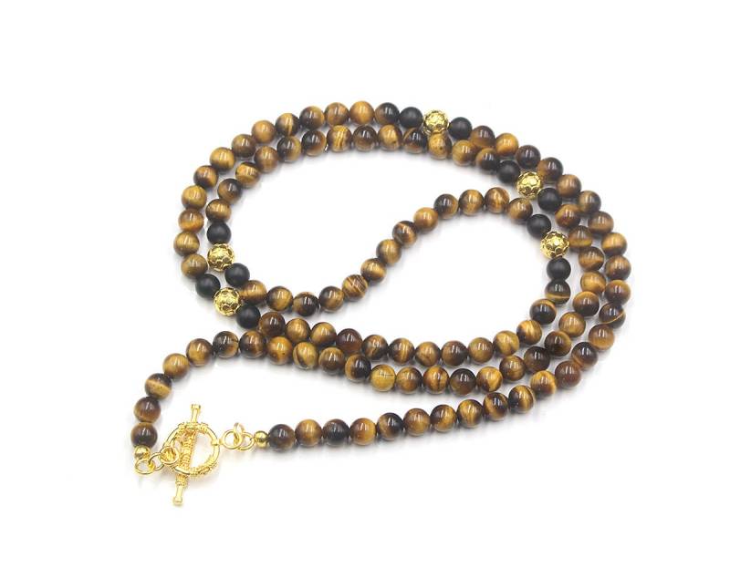 Herren Tigerauge Und Gold Perlen Halskette, Halskette Für Männer, Perlenkette Geschenk Mann Herren Tigerauge Und Gold Perlen Halskette, Halskette Für Männer, Perlenkette Geschenk Mann von KartiniStudio
