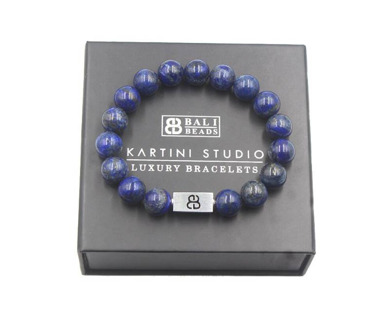 Lapislazuli Armband, Herren Blaue Perlen Und Sterling Silber Armband von KartiniStudio