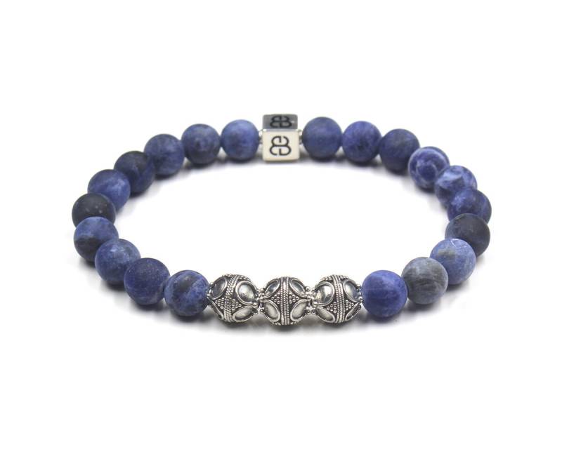 Matt Sodalith Armband, Herren Und Sterling Silber Bali Perlen Blau Armband von KartiniStudio