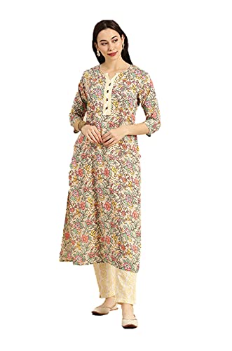 Kurta-Set für Damen, Kurti mit Palazzo-Hose, Hosen-Set für Damen, indische Partykleidung, Kleid, Meergrün und Senfgelb, XXL von Kartutva