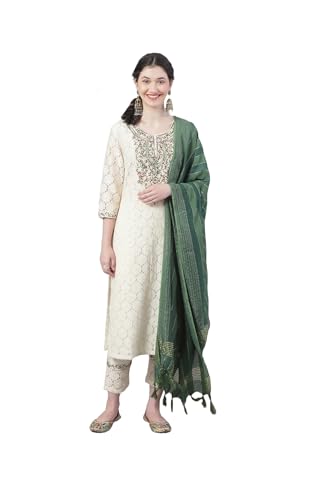 Kurta-Set für Damen, indischer Stil, traditionelles Partykleid, Kurti-Set, Outfit für Damen, Beige und Grün, XL Kurta-Set für Damen, indischer Stil, traditionelles Partykleid, Kurti-Set, Outfit für Damen, Beige und Grün, XL von Kartutva