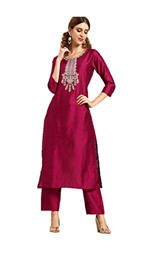 Kurti Set für Damen, indisches Partykleid, Kurta mit Palazzo-Hose, Hosen-Set für Damen, magenta pink, Mittel Kurti Set für Damen, indisches Partykleid, Kurta mit Palazzo-Hose, Hosen-Set für Damen, magenta pink, Mittel von Kartutva