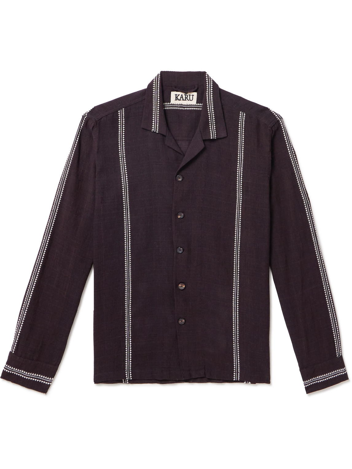 Kartik Research - Camp-Collar Cotton-Jacquard Shirt - Men - Purple - S von Kartik Research
