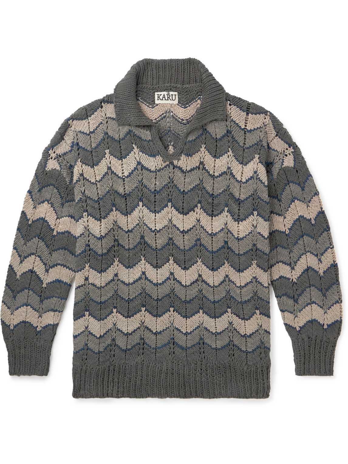 Kartik Research - Chevron Cotton Sweater - Men - Gray - M von Kartik Research