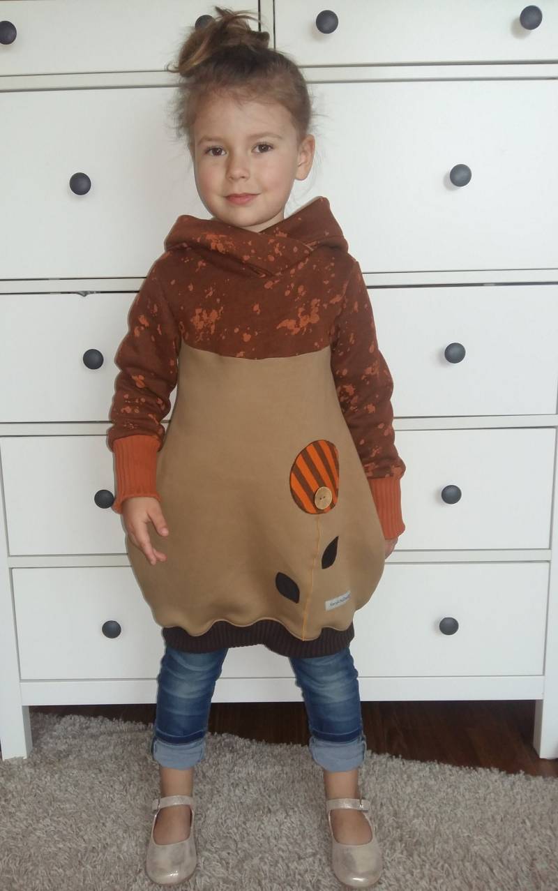 Hoodie Sweatkleid Tunika in Bronze/Rost Wahlweise Mit Oder Ohne Ohren von KaruschlDesign