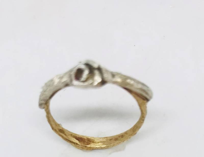 14K Gold Band Sz 6 - Blumen Ring Rose Sterling Gemischt Minimalist Gebürstet Silber Und Geschenk Für Sie von KarynJamieDesigns