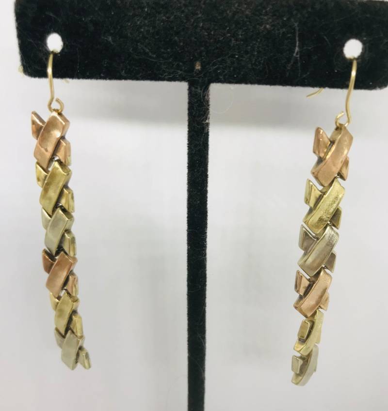 14K Schwarze Perlen Ohrring - Schwarzer Onyx Gold Und Baumeln Freie Form Abstrakte Goldohrringe Gold Ohrringe von KarynJamieDesigns