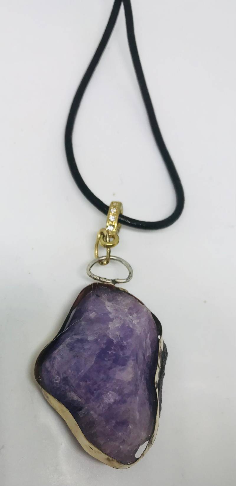 Adventurine Crystal Halskette - Rosenquarz Gewickelte Amethyst Sterling Kette-Seaglass Gewickelter Anhänger - Roher Kristall Auf Leder von KarynJamieDesigns