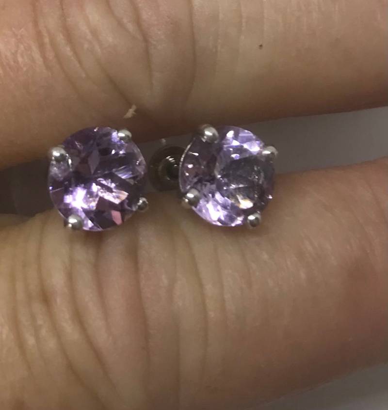 Blaue Apapatit Ohrstecker - Rosa Rosegold Apatit -Edelstein Ohrstecker Oval Blau -Ohrringe- Amethyst von KarynJamieDesigns