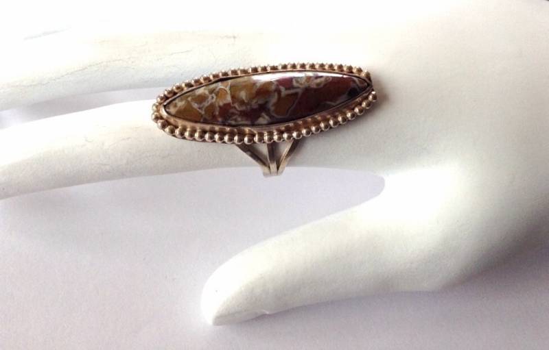 Jaspis Ring - Großer Statement Sterling Edelstein Cabochon Größe 6 1/2 Silberring Handwerker von KarynJamieDesigns