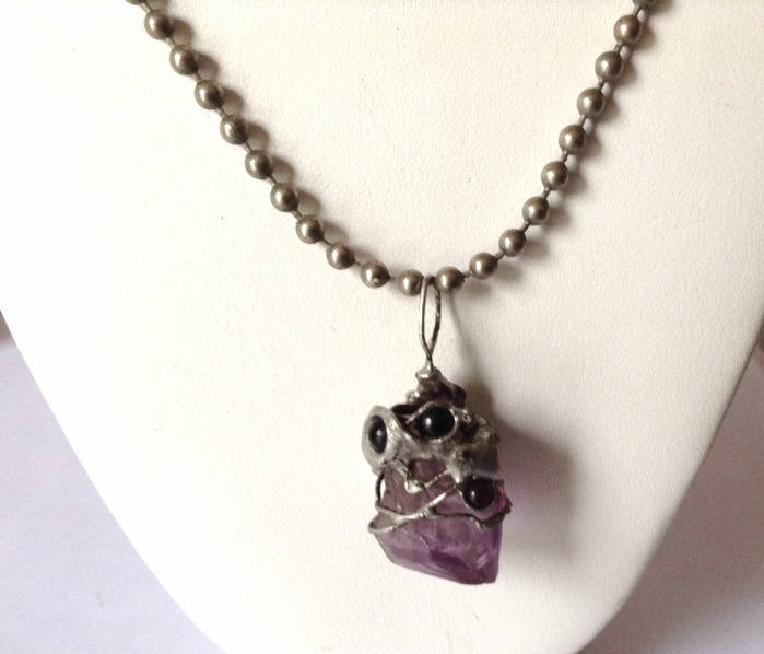 Kristall Anhänger - Eingewickelter Quarz Anhänger-Rosenquarz Anhänger-Amethyst Anhänger-Rohkristall Halskette-Kristallanhänger-Mutter Geschenk von KarynJamieDesigns