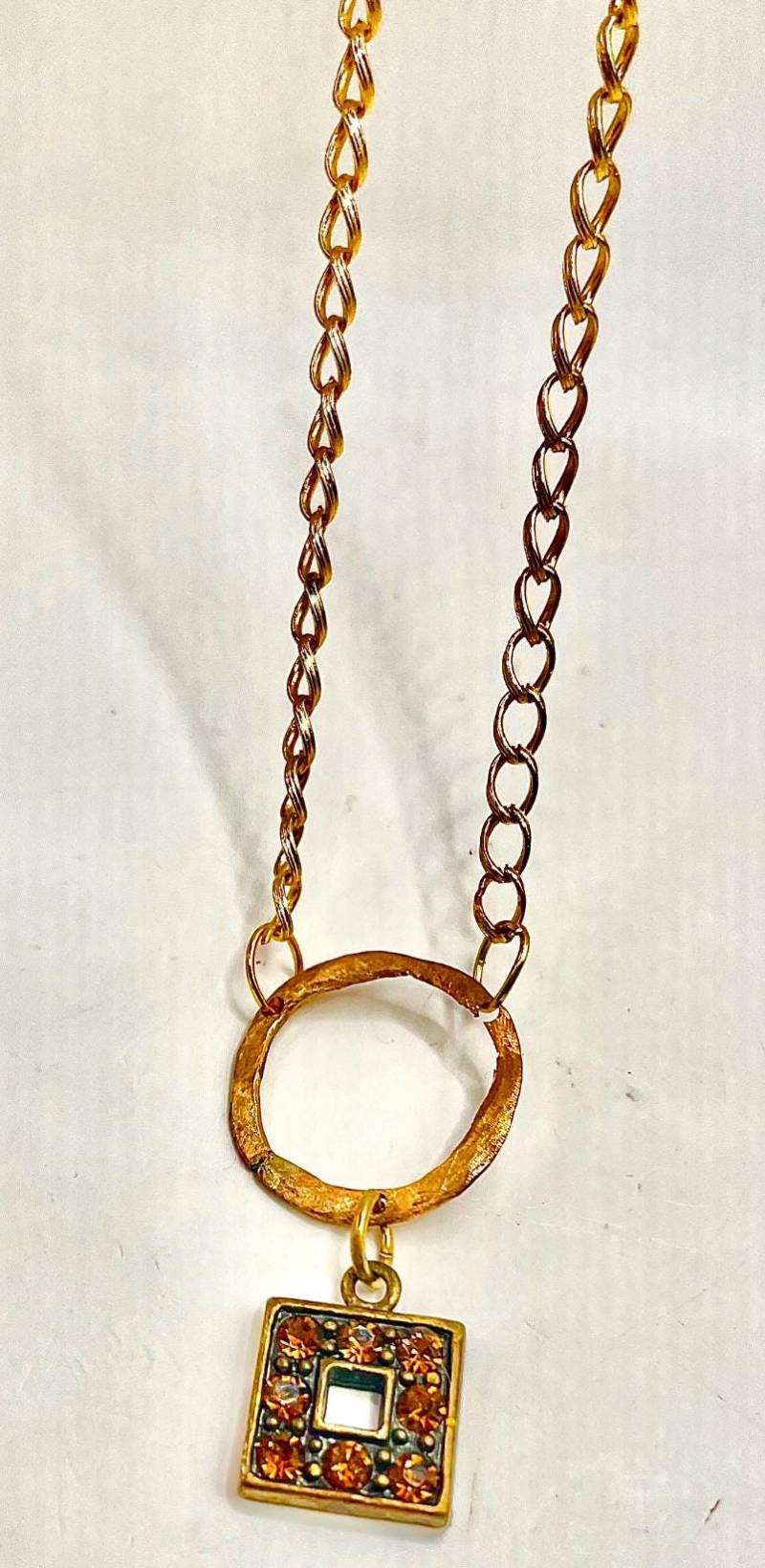 Messing Anhänger - Gold Mit Amethyst Und Aquamarin Sterling Silber Kreis Halskette, Bling Halskette von KarynJamieDesigns