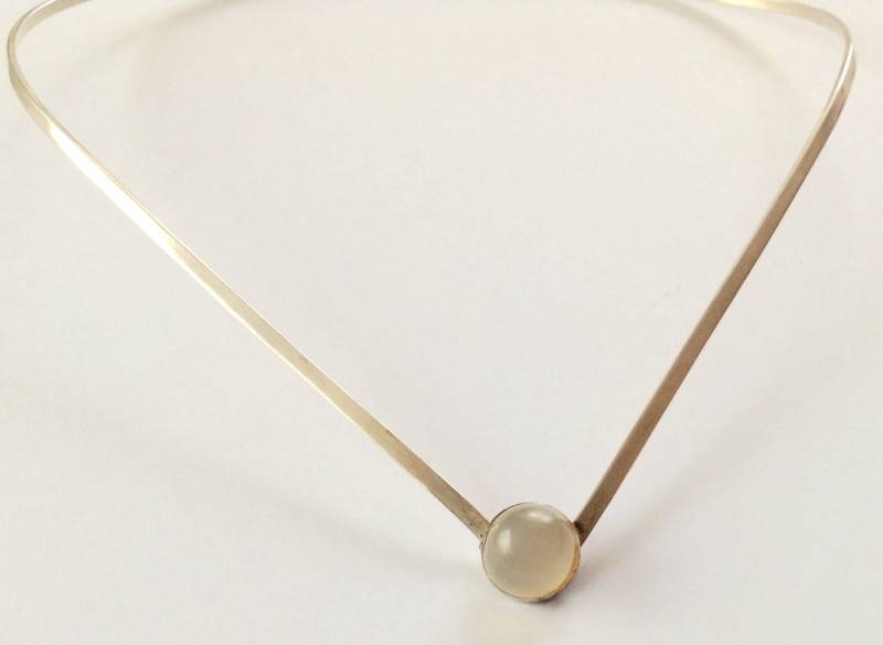 Mondstein Halskette - Sterling Halsband Edelstein Silber Cabachon Artisan von KarynJamieDesigns