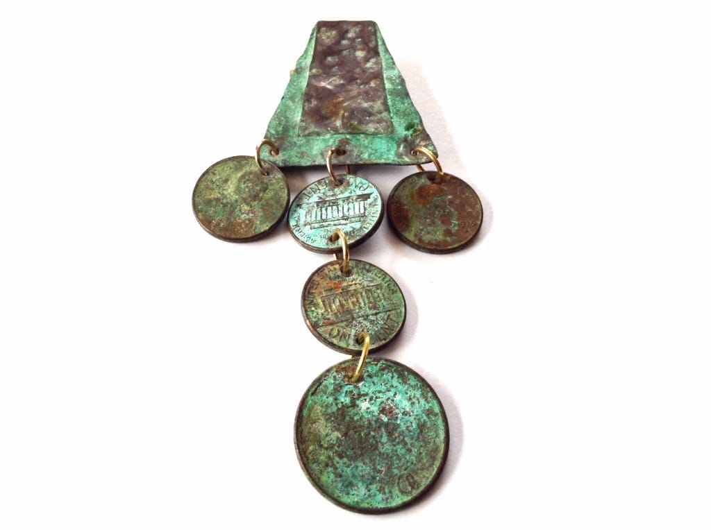 Münze Anstecknadel - Grüne Anstecknadel-Penny Schmuck - Tigerauge Armband - Gehämmerte Messing Geschenk Für Sie - Individuelles Geschenk von KarynJamieDesigns