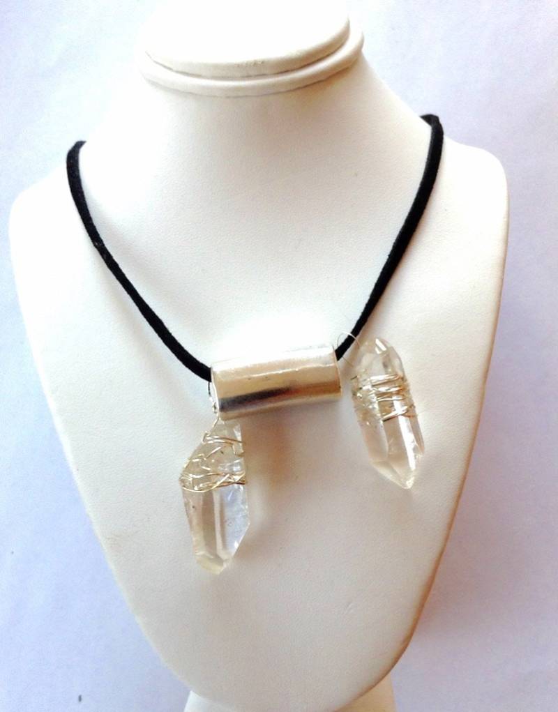 Quarz Kristall Halskette - Sterling Eingewickelte Punkte Abstrakte Heilende Geschenk von KarynJamieDesigns