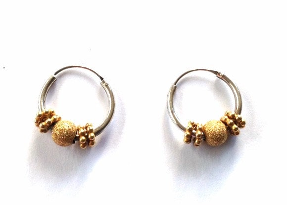 Silber Creolen - Sterling Perlen Gold Kleine Endlose Geschenk Für Sie Schlichte Freundin von KarynJamieDesigns