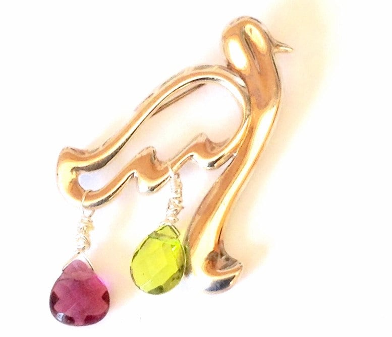 Silber Taube Anstecknadel - Sterling Vogel Brosche Pin Mit Brioletten Geschenk Für Sie von KarynJamieDesigns