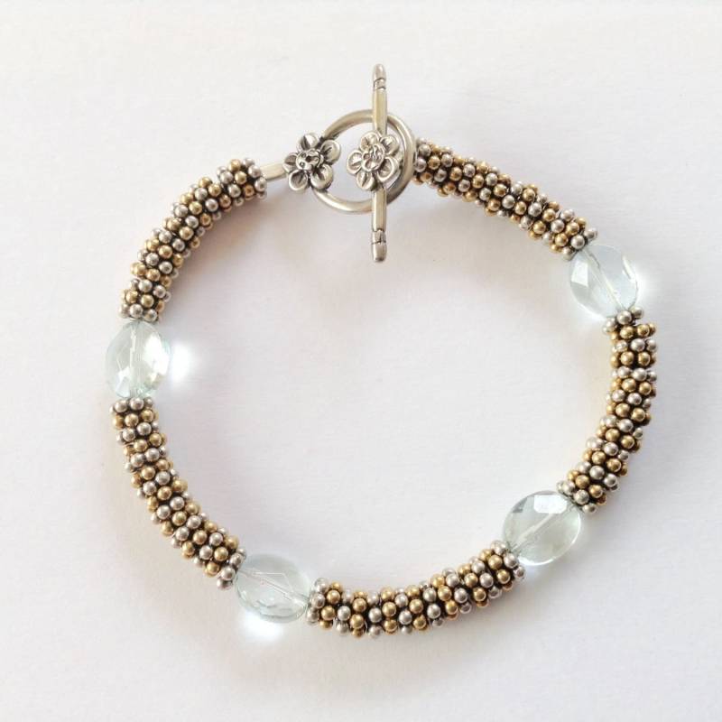 Silber Und Gold Perlen Armband - Topas Sterling Blautopas Knebel Silber Und Gold Perlen Armband - Topas Sterling Blautopas Knebel von KarynJamieDesigns