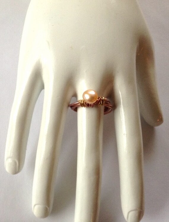 Zuchtperlen Ring - Weiße Perle Orange Rosa Gedrehte Freundin Echte von KarynJamieDesigns