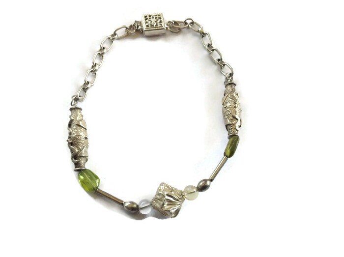 sterling Silber Armband, Peridot Silber, Citrin, Aquamarin, Perlen Silberarmband, Minalmist Silberarmband sterling Silber Armband, Peridot Silber, Citrin, Aquamarin, Perlen Silberarmband, Minalmist Silberarmband von KarynJamieDesigns