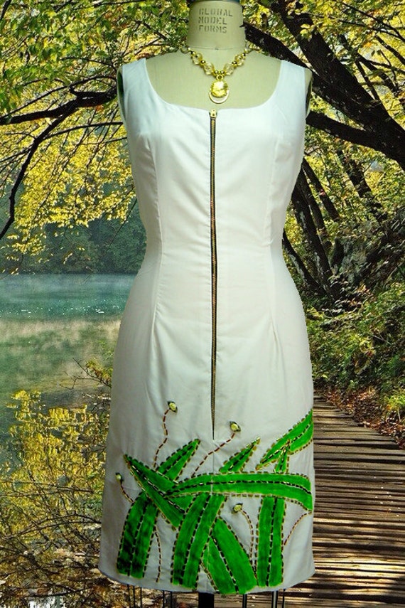 Handgemacht, Hand Bemalt Ärmelloses Enges Kleid von Kasadekokila