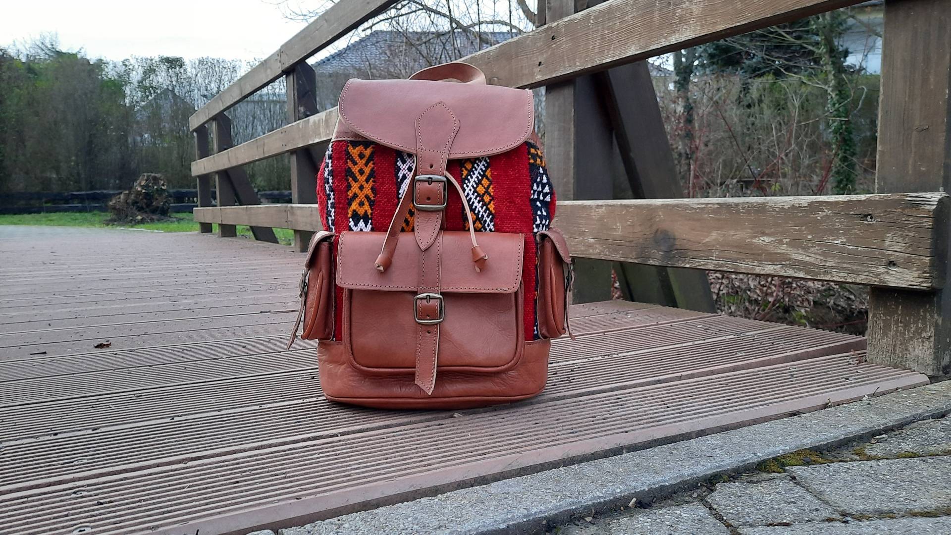 Handgefertigter Rucksack Aus Boho-Leder Handgefertigter Rucksack Aus Boho-Leder von KasbahLeatherStore