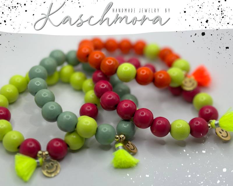 Armband, Holzperlen, Malaarmband, Yogaarmband, Geschenk, Perlenarmband, Smiley, 12mm Armband, Holzperlen, Malaarmband, Yogaarmband, Geschenk, Perlenarmband, Smiley, 12mm von Kaschmora
