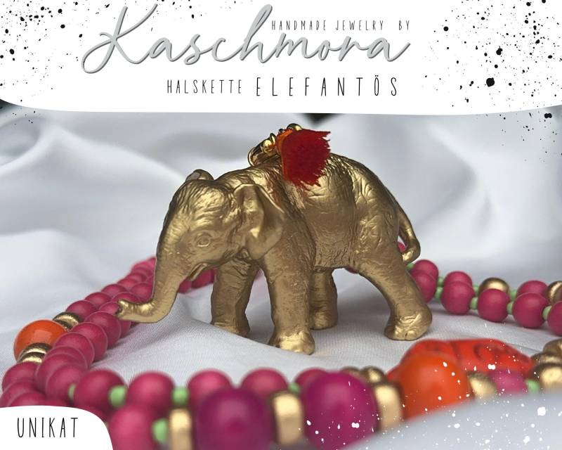 Halskette Mit Tieranhänger, Perlenkette Elefant Halskette Mit Tieranhänger, Perlenkette Elefant von Kaschmora