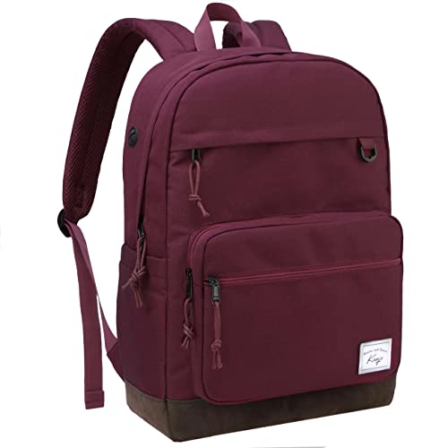 Kasgo Schulrucksack, Klassisches Leichtgewicht Rucksack Herren Damen Jungen Mädchen Kinderrucksack Hochschule Schultasche Casual Daypack für Reise Arbeit Rot von Kasgo