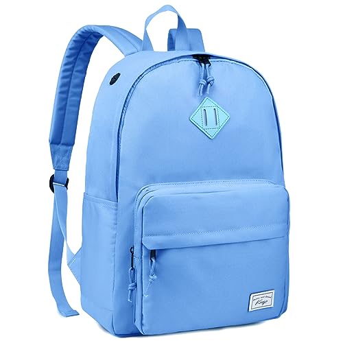 Kasgo Schulrucksack, Klassisches Leichtgewicht Rucksack Herren Damen Jungen Mädchen Teenager Hochschule Schultasche Casual Daypack für Reise Arbeit Aqua Blau von Kasgo