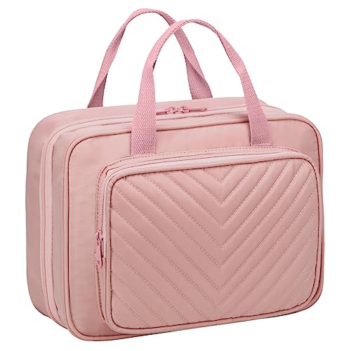 Kasgo Kulturtasche Damen, Wasserabweisend Kosmetiktasche Kulturbeutel Waschtasche Reisekit für Fächern Make-up Täglic Reisen Sport Camping 6,2L 29,5×10×21cm Rosa von Kasgo