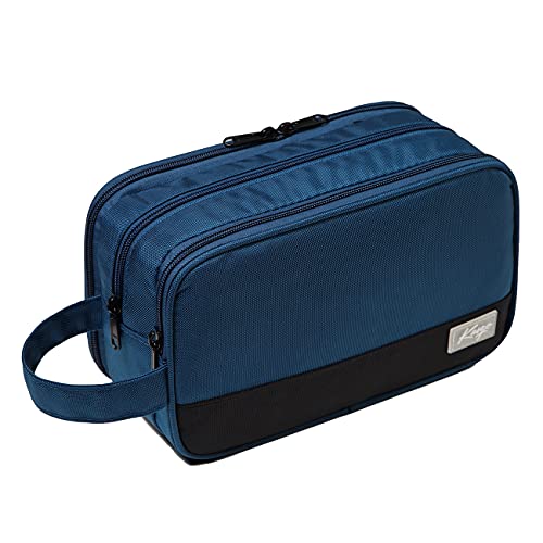 Kulturbeutel Herren Damen, Kasgo Wasserabweisend Kulturtaschen Waschtasche Reisekit Kosmetiktasche für Make-up Rasieren Täglich mit DREI Fächern Blau von Kasgo