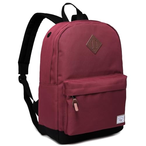 Kasgo Schulrucksack, Wasserabweisend 15.6 Zoll Laptop Rucksack Daypack Klassischen für Teenage Jungen Herren Damen Reise Burgunder von Kasgo