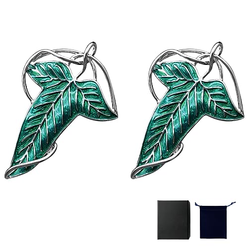 Kashasin 2 x Elfen-Lord-Prinzessinnen-Halskette, Arwen, Evenstar, grünes Blatt, Emaille, Brosche für Damen und Herren, Anzug, Cosplay, Schmuck, Zink von Kashasin