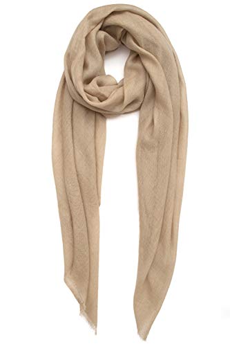 100% Kaschmir Hergestellt in Kashmir (Geschenkbox) Superfeiner Kaschmirschal Extrem weicher großer Schal Frauen Männer Pashmina Herbst Winter Eggnog Beige von Kashfab