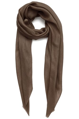 Kaschmirschal Hergestellt in Kashmir India (Geschenkbox) Intelligente Merinowolle Seiden kaschmir Mischung Extrem weicher langer Schal Frauen Manner Pashmina Herbst Winter Dunkel Bräunen von Kashfab