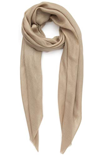 Kaschmirschal Hergestellt in Kashmir India (Geschenkbox) Intelligente Merinowolle Seiden kaschmir Mischung Extrem weicher langer Schal Frauen Manner Pashmina Herbst Winter Eggnog Beige B von Kashfab