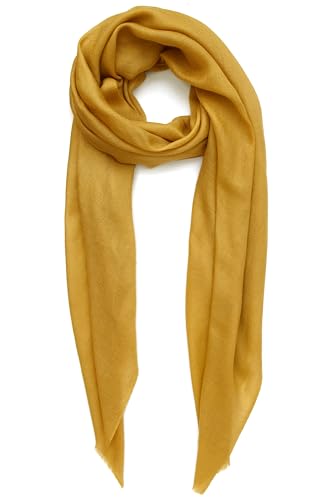 Kaschmirschal Hergestellt in Kashmir (Geschenkpaket) Merinowolle Seiden Kaschmir Schal Große Superfeine Damen Herren Pashmina Unisex Gold Gelb von Kashfab