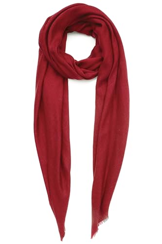 Kaschmirschal Hergestellt in Kashmir India (Geschenkbox) Intelligente Merinowolle Seiden kaschmir Mischung Extrem weicher langer Schal Frauen Manner Pashmina Herbst Winter Pur Rot B von Kashfab
