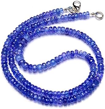 Kashish Gems & Jewels Natürliche AAA Edelstein Tansanit Halskette 4,5 bis 6,5 mm Größe facettierte Rondelle Perlen | 45,7 cm volle Halskette | Geschenk für Mädchen, 3,5–5,5 mm, Edelstein, Tansanit, von Kashish Gems & Jewels