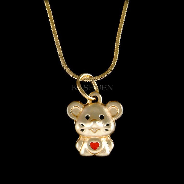 3D Light Gold Tone Maus Chinchilla Gerbil Nagetier Ratte Hamster Charme Halskette Entzückende Tier Schmuck Beste Freunde 13 Geburtstag von Kashuen