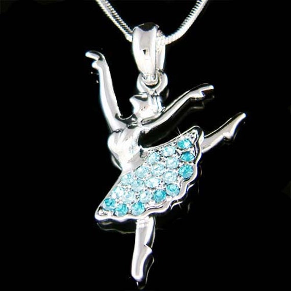 Blau Swarovski Kristall Ballerina Halskette Ballett Tanz Mädchen Tänzer Tanzen Schmuck Weihnachten 13. 16. 17 18. Geburtstag Geschenk Armband Charm von Kashuen