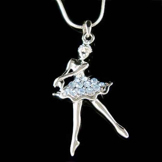 Blaue Swarovski Kristall Ballerina Ballett Tanz Mädchen Tänzerin Tanzen Charm Anhänger Halskette Weihnachten 15. 16. 18. 20. 30. 40 von Kashuen