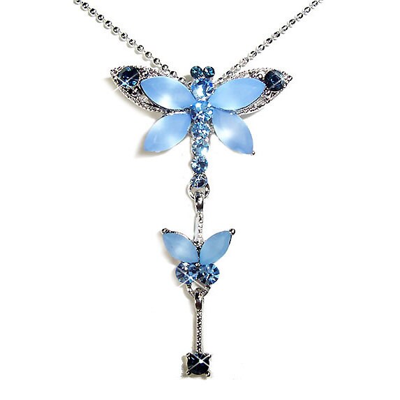 Blaue Swarovski Kristall Dragonfly Butterfly Prom Halskette Schmuck Weihnachten 15. 16. 17. 18. 19. 20. 30. 35. 40. Geburtstagsgeschenk von Kashuen