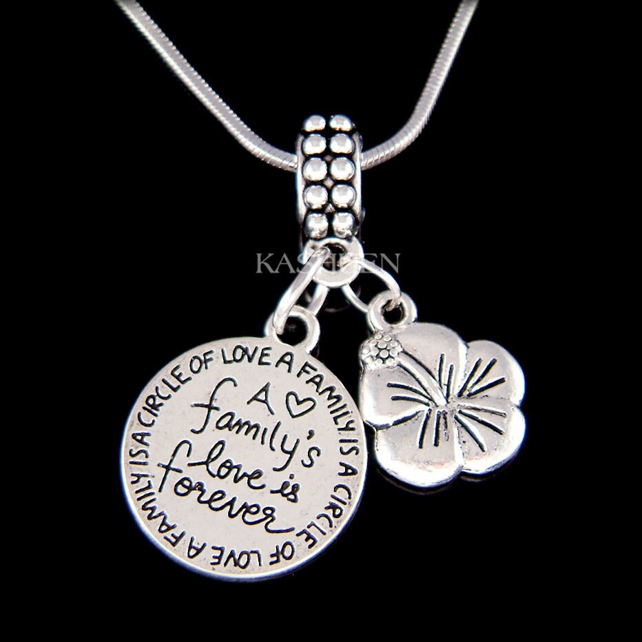 Die Liebe Einer Familie Ist Für Immer Circle Of Love Hibiskus Hawaii Blume Blumen Halskette Keychain 30 Geburtstagsgeschenk Schmuck European von Kashuen