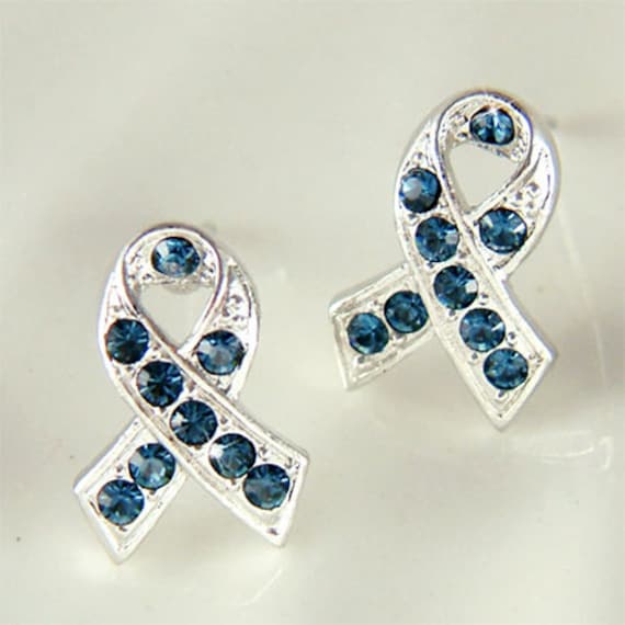 Dunkelblauer Swarovski-Kristall, Darmkrebs, Prostata, Bewusstseinsband, Ohrstecker, Vater, Beerdigung, Tod, Trauer, Schmuck von Kashuen