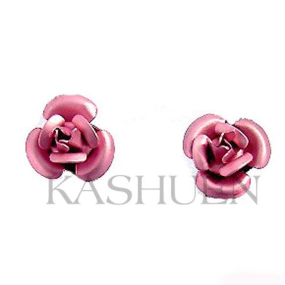 Einfache Rosa Rose Ohrringe Braut Hochzeit Brautjungfer Blumenmädchen Schmuck Ohrstecker -Rot Blau Schwarz Farbe 16.18.geburtstag Weihnachtsgeschenke von Kashuen